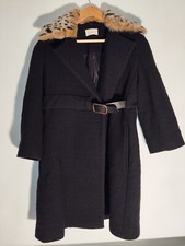 Très Beau Manteau Noir Ba&Sh En Laine Avec Col Fourrure Lapin Automne-hiver 
