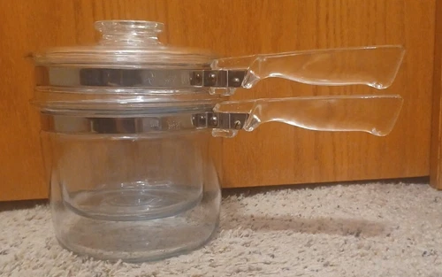 VINTAGE Pyrex Double Boiler & Insert with Glass Lid Flameware 6283 Cooking Pot