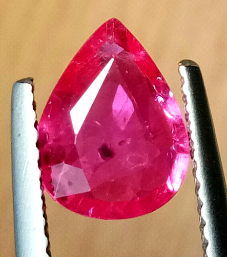 1.47 Cts Amazing Luster Pinkish Red Natural Mozambique Ruby Pear Loose Stone - Picture 3 of 4