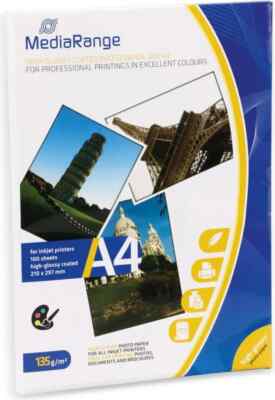 MediaRange A4 photo paper - white, glossy, 135 g/m², 100 sheets MRINK107