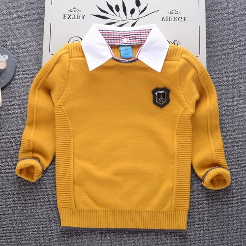 Down Collar Sweater Cottons Winter Thicken Kids Knitwear Collar Children Jackets - Picture 9 of 9