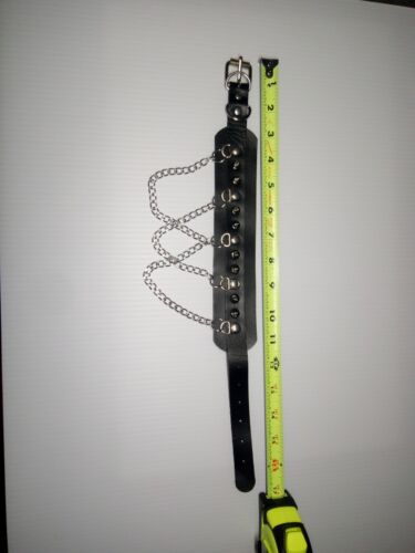 Black Choker Dangling Chains Faux Leather Slave/Submissive Collar Sex Bondage - Picture 3 of 8