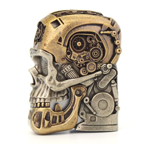 Zippo lighter Asia Full Cover Custom/ Mechanic Two-tone Skull Special Wood Box - Picture 3 of 6