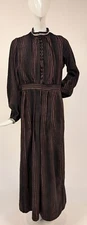 EDWARDIAN PINSTRIPED WOOL LONG DRESS W BUTTON FRONT 