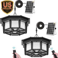 2 Pack Solar Shed Light Indoor Outdoor 1200LM Solar Powered Pendant Daywork L...