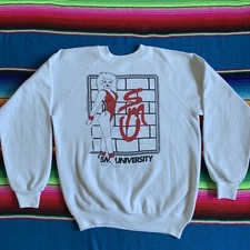 Vintage 90s  Southern Methodist University Sweatshirt White Size ~small