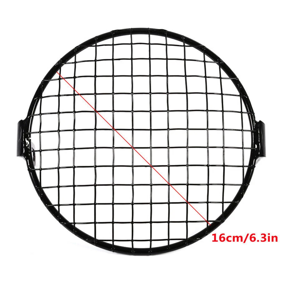 6.5" Metal Retro Moto Faro Lámpara Cuadrado Malla Rejilla Cala Máscara Para Honda Foto 4 de 4