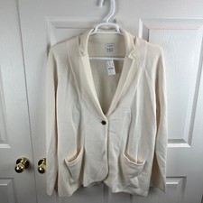 New NWT Women's J.Crew Schoolboy Sweater-Blazer Ivory Cream Size 2XL
