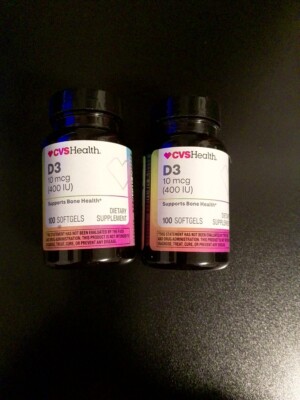 2 - CVS Health D3 10 mcg (400IU) Supports Bone Health - 100ct Each Exp 06 &07/26