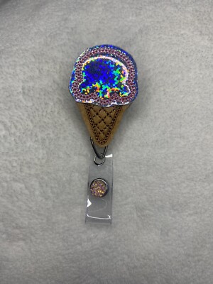 Ice Cream Retractable Badge Reel. Summer. Name Holder Badge. ID Badge.