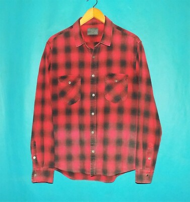 chemise ZARA homme décontracté en coton carreaux rouge taille XL