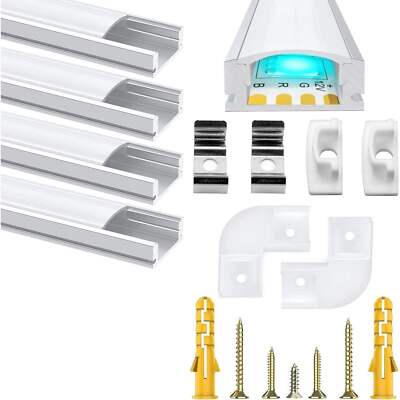 LED Aluminium Profil Kanal U Form 1m 3,3ft milchige Abdeckung 4er Pack Chesbung