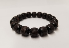Buddha Stones Tibet Ebony Wood "Om Mani Padme Hum" Engraved Balance Bracelet