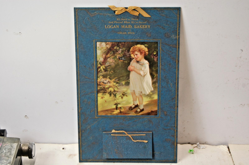 Antique wall hanging 1928 Advertising calendar Logan Maid Bakery complete