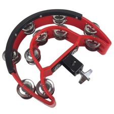 Drum Set Hi Hat Tambourine Double Row Jingles with Mounting Eye Bolt Red Black