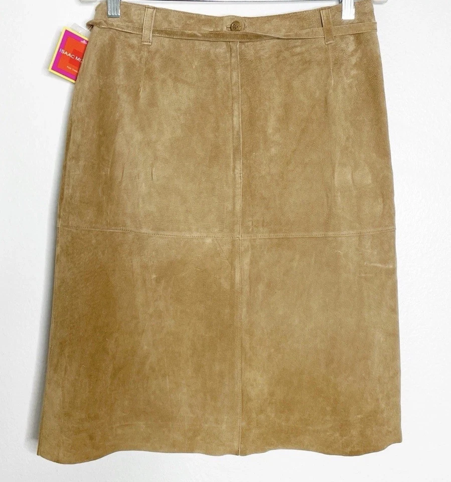 De Colección Isaac Mizrahi Target Tostado Gamuza Cuero Falda Corbata Cinturón Talla 10 Nuevo Con Etiquetas Occidental Foto 2 de 4