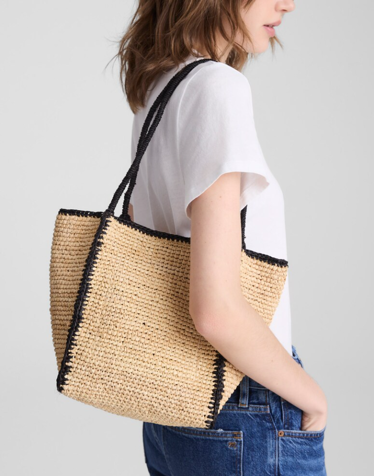 Madewell Lexington Small Tote in Raffia Natural Multi Women's Woven Handbag
