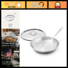 12" Stainless Steel Fry Pan with Lid - Durable Cookware, Made in USA, Non-Stick