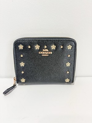 Coach | Small | Tea Rose Rivet Zip Around Wallet | Black Gold