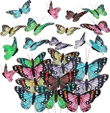 24 Pcs Monarch Butterfly Decorations 4 Size Artificial Fresh Colors