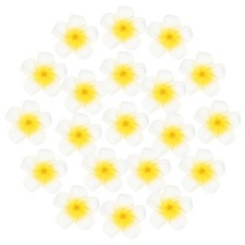 20-Pack Artificial Plumeria Flower Heads, 2.56" Fake Flowers,Yellow Heart White