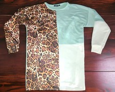Boohoo Animal Print Color Block Sweatshirt Dress Size 10
