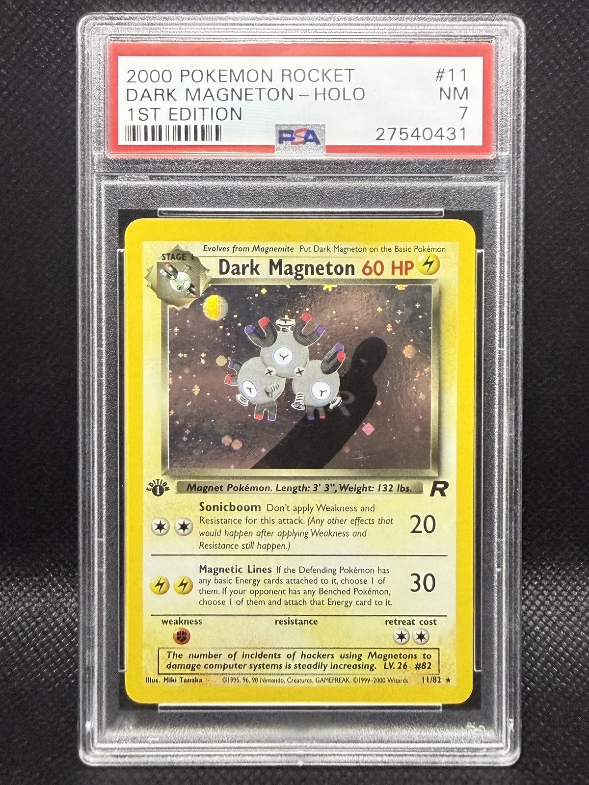 2000 Pokemon Rocket Dark Magneton Holo 11/82 1st Edition PSA 7