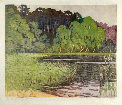 Forest Lake   Helene Mass 1920 VINTAGE poster print Home Decor