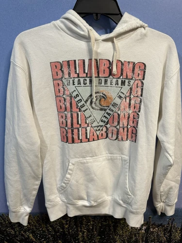 OFF WHITE BILLABONG Felpa con Cappuccio Donna S Grafica Pre owed Beach Dreams In Waves We Trust