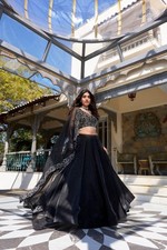 Stylish Black Party wedding readymade lehenga for women USA stitched lehenga