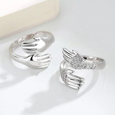 Hug Ring Adjustable Couple Ring Silver Open Hand Love Ring Valentine Gift UK
