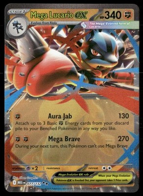 Mega Lucario ex 077/132 Holo Double Rare 2025 Mega Evolution Pokemon Near Mint