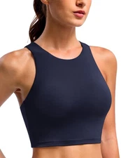 Clouduxi High Neck Sports Bras for Women - Padded Workout Tank Tops with Buil...