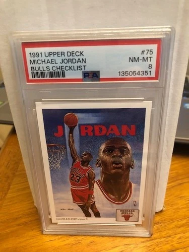 1991-92 Upper Deck Basketball Card Michael Jordan #75 Graded PSA 8 NM-MT