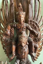 hand carved wooden sculpture Hindu God Vintage Or Antique Balinese or Indonesian