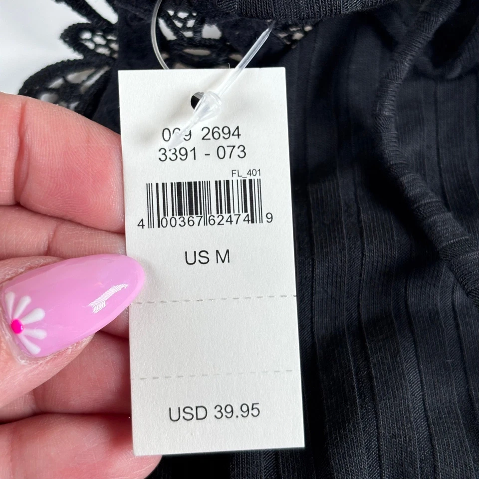 Aerie реальный хорошо ребристый укороченный верхний бюстгальтер женщин средний черный крючком деталь новый с Ярлыками - Изображение 4 из 4