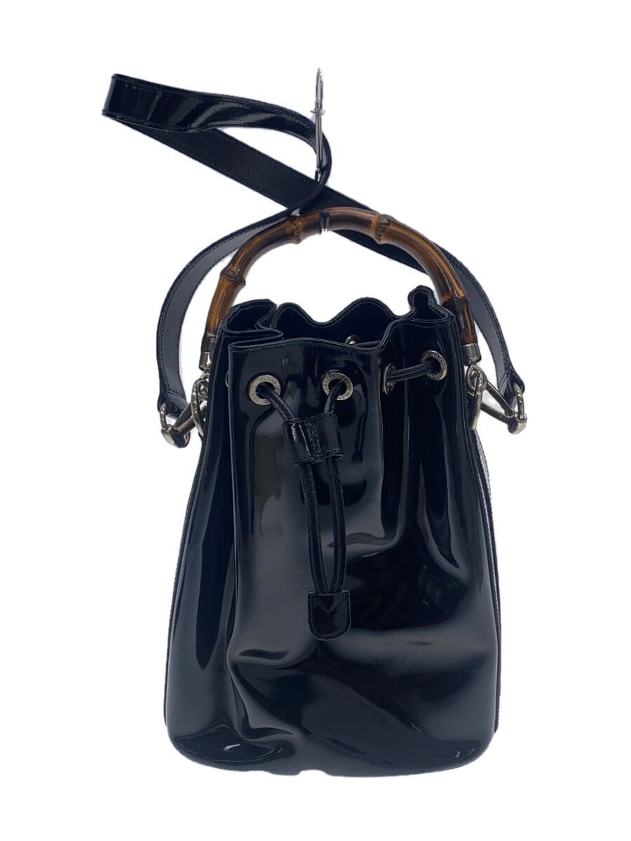 GUCCI Bamboo black enamel handbag with internal scratches 001 2865 1657