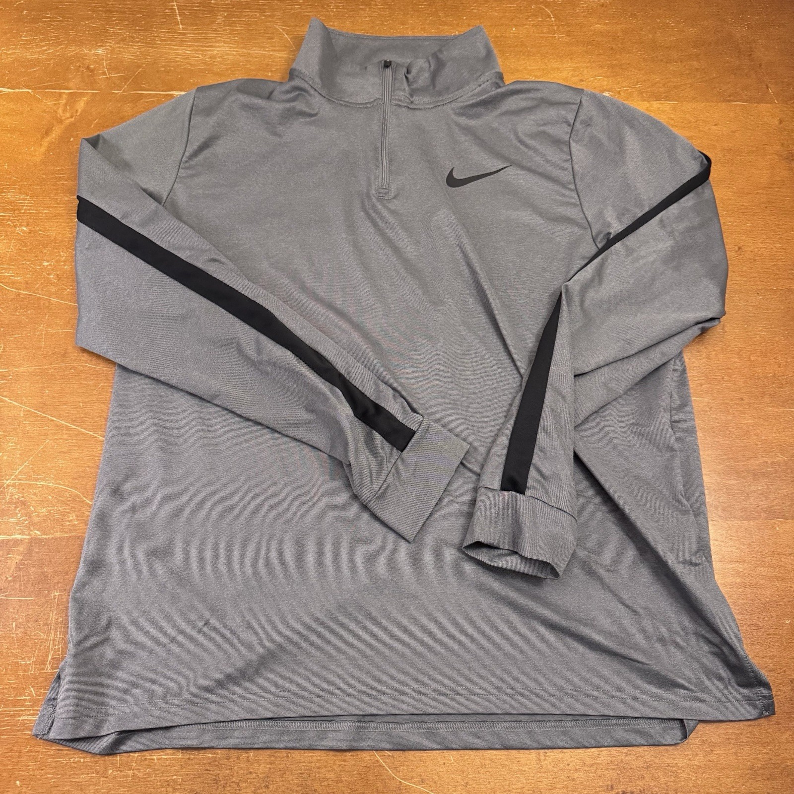 Nike Sweater Mens Large Gray Standard Dri Fit 1/4 Zip Pullover Pro Run
