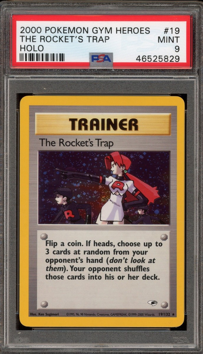 Pokemon The Rocket's Trap Gym Heroes Unlimited Holo Rare #19 PSA 9