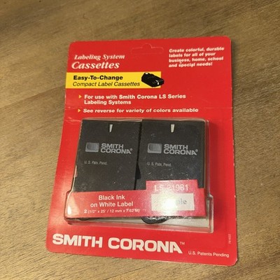 SMITH CORONA Labeling System Cassettes, LS-21980, NEW,  pack of 2, Black ink