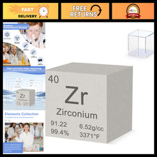 High Purity Zirconium Cube 1" - 99.4 Density Metal for Science Experiments  Co