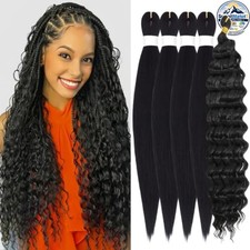 Boho Braiding Hair 20 in 1B 5 Packs Pre Stretched Synthetic Deep Wave Crochet