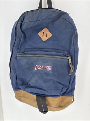 Vintage Jansport Leather Bottom 90's Y2k Blue | eBay