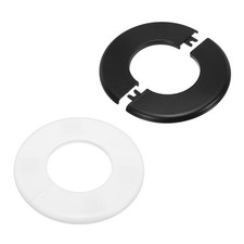 Wall Split Flange 130mm/5.1" OD, 2 Pcs Escutcheon Plates, White/Black