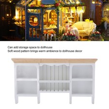 (White)Bamjour /12 Miniatura Storage Cabinet Wall Mounted Hand Painted Dollhouse