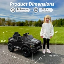 Electric Car for Kids W/ Remote, 2-Hour Drive Time Ride on F-150 Black