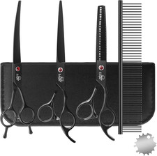 7.0 Professional Dog Grooming Scissors Kit 3-Piece Set with Straight, Curve...