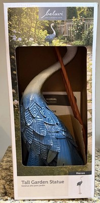 Tall Garden Statue BLUE HERON Belavi Aldi New with Defect (Description)
