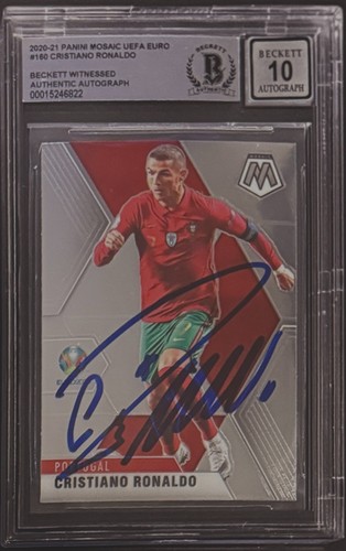 2020-21 Panini Mosaic EURO 2020 #160 Cristiano Ronaldo Beckett AUTO 10