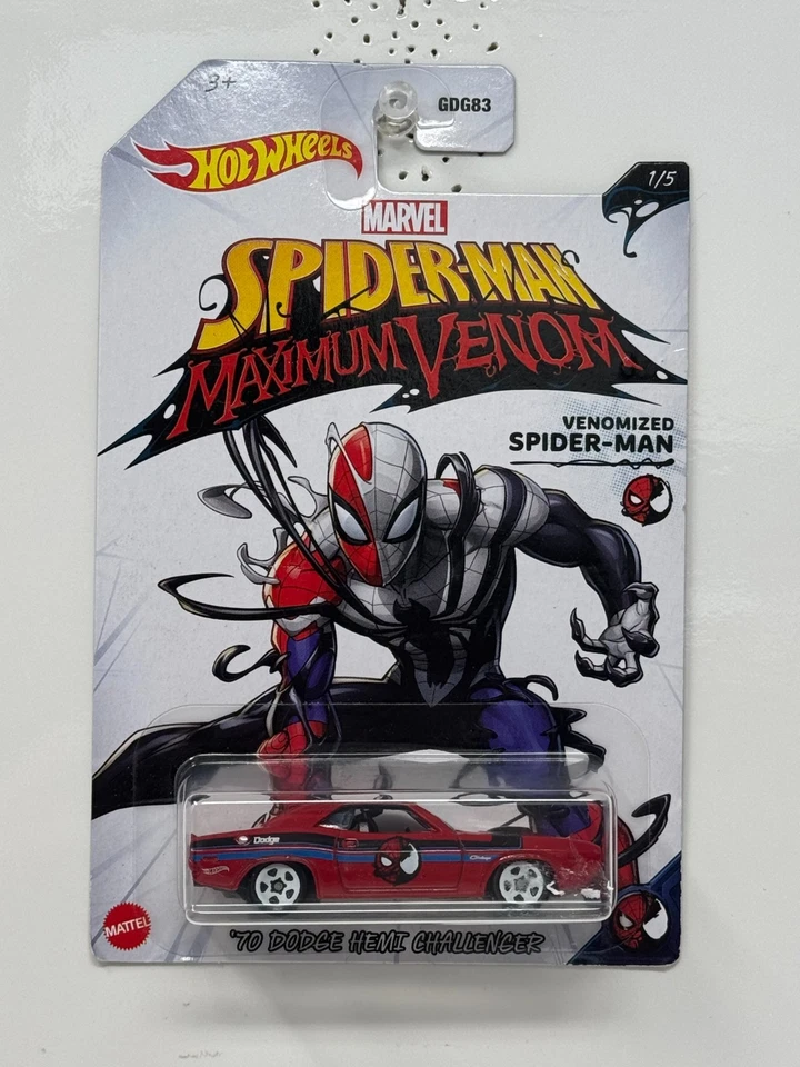 Dodge Hemi Challenger 1970 1:64 diecast Hot Wheels Marvel Venomized Spider-Man Foto 2 de 4